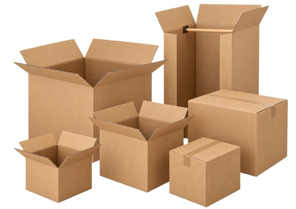 Pile de cartons ondulés de formats variés pour colis et entreposage